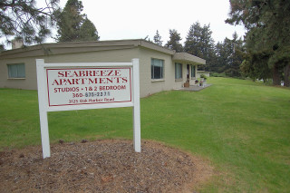 Sign of Seabreeze Apartments in Oak Harbor, Whidbey Island, Washington